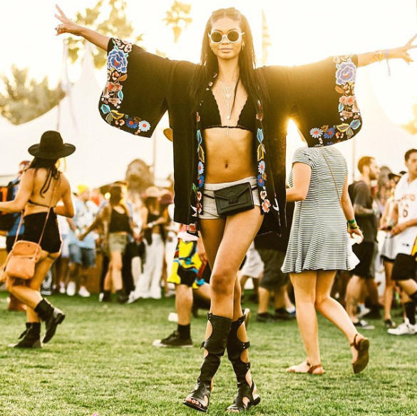 Chanel-Imans-Coachella-Day-2-Alice-Temperley-Embroidered-Kaftan-and-Stuart-Weitzman-Backview-Gladiator-Sandals